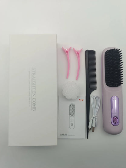 GlossGlide Cordless Rechargeable Hair Straightener Brush