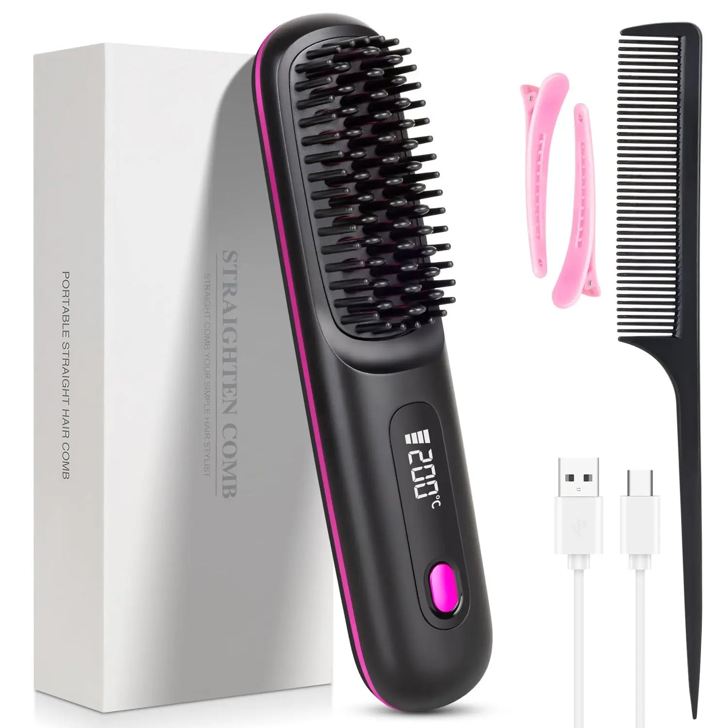 GlossGlide Cordless Rechargeable Hair Straightener Brush