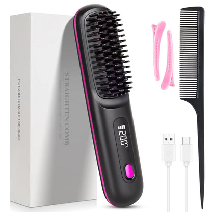 GlossGlide Cordless Rechargeable Hair Straightener Brush