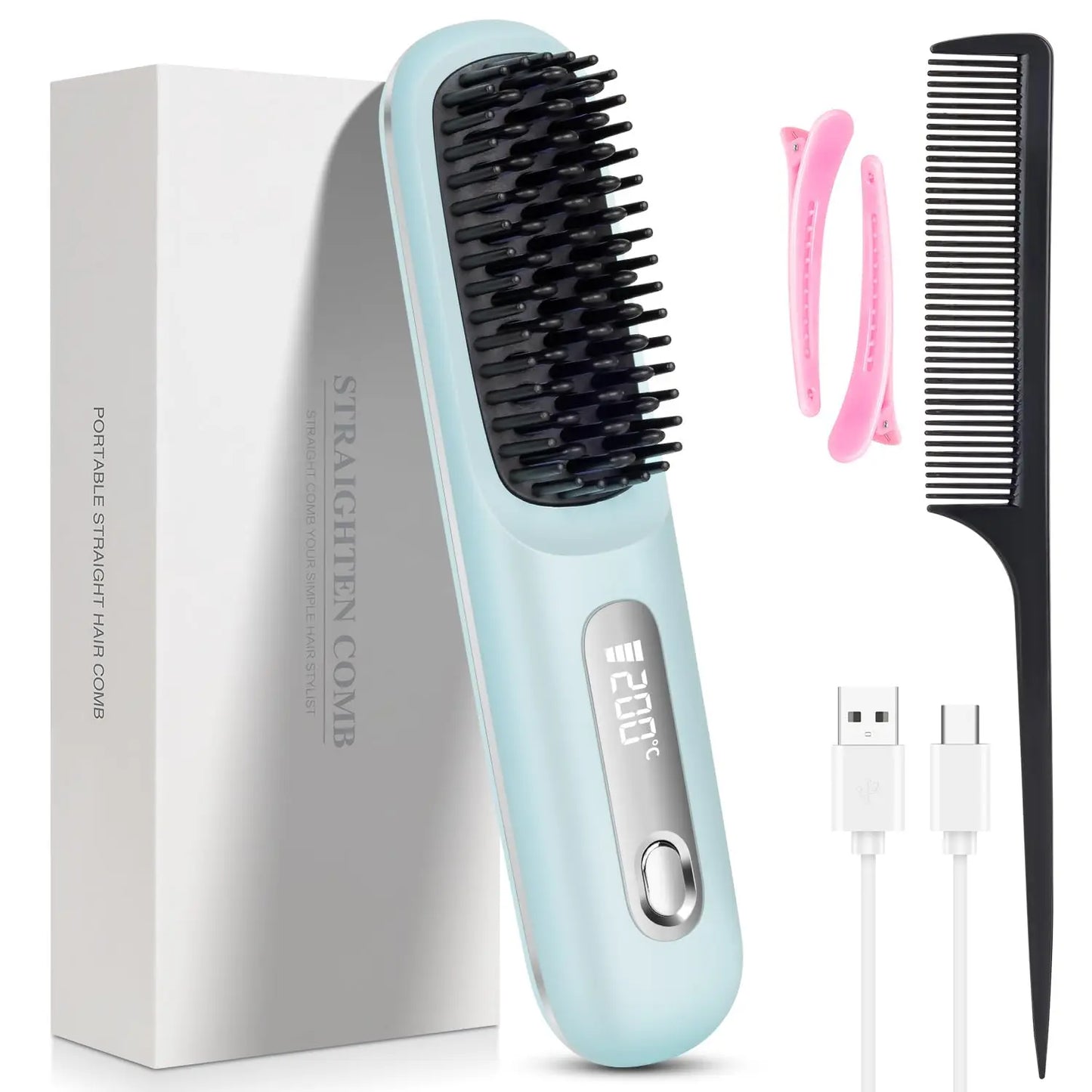 GlossGlide Cordless Rechargeable Hair Straightener Brush